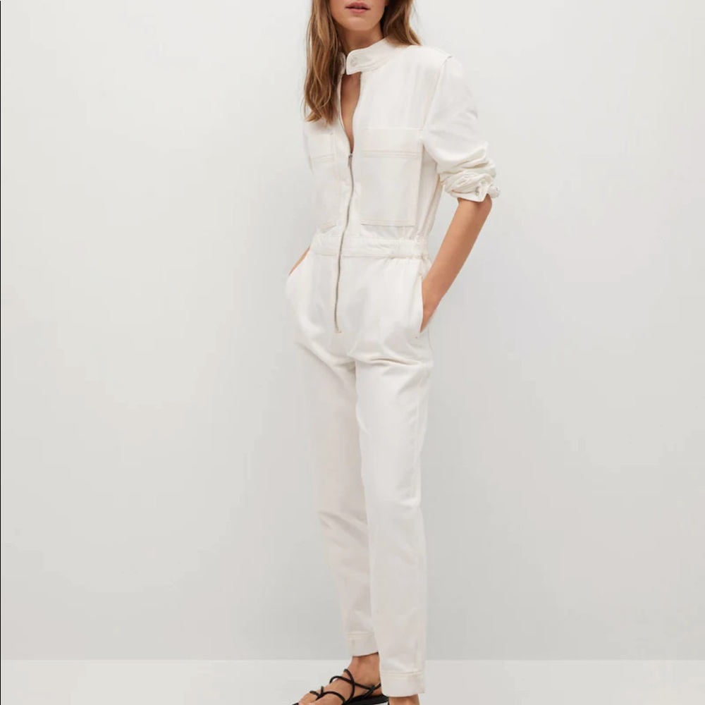 Mango off white denim utility suit